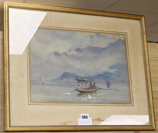 Leila K. Williamson, watercolour, Fishermen off the coast, signed, 27 x 38cm